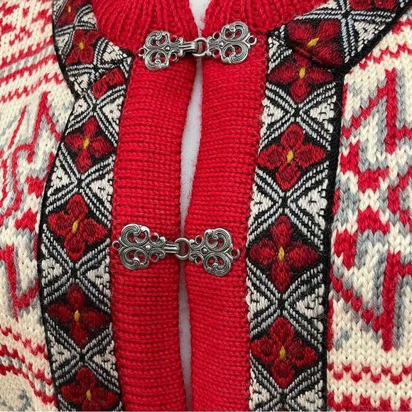 DALE OF NORWAY Vintage Pure New Wool Fair Isle Snow Flake Cardigan Sweater sz M - Picture 6 of 10